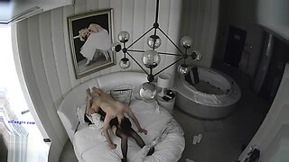 chinese couple make love in front mirror and cum shot